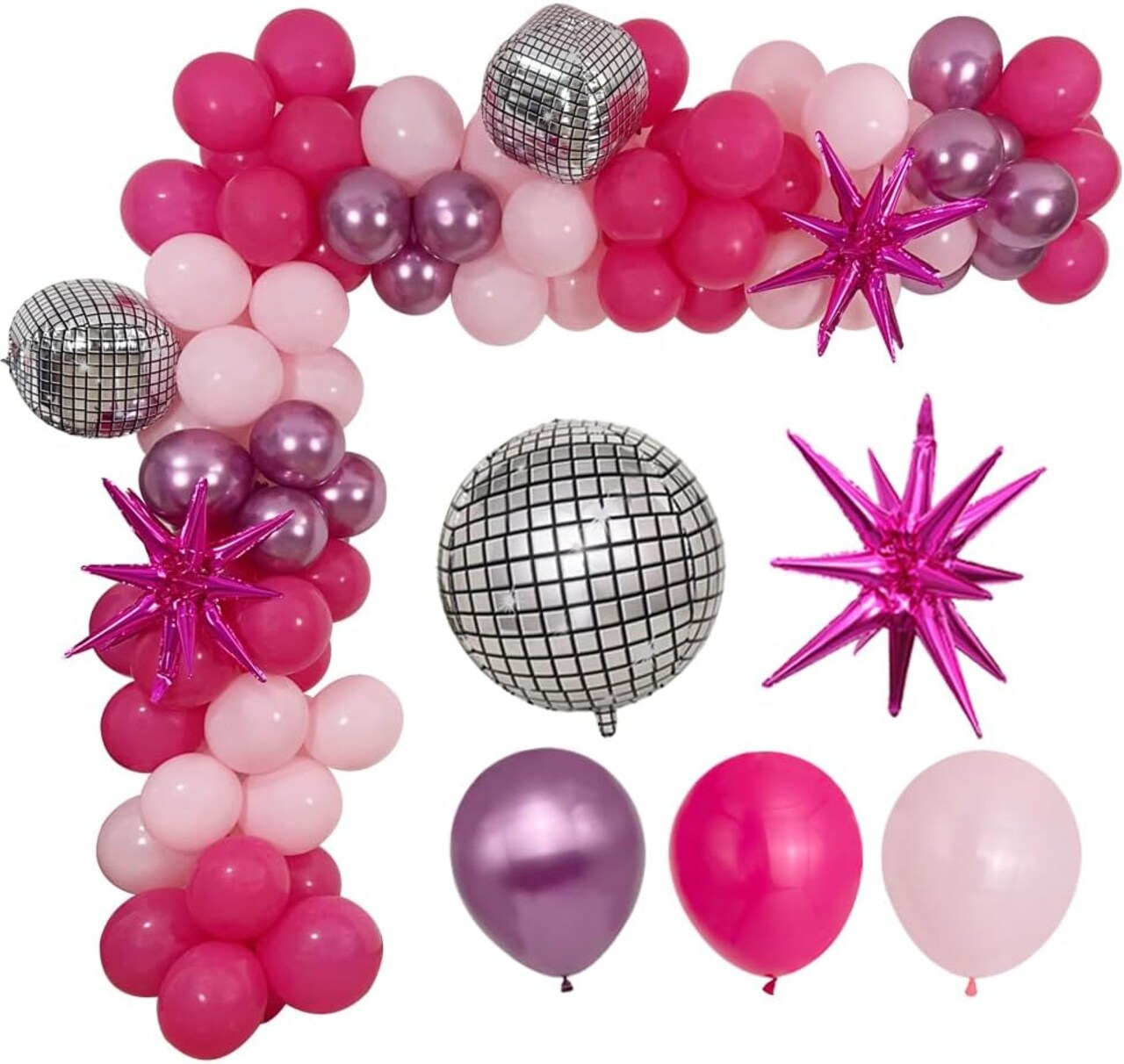 Hot Pink Balloon Garland Kit Princess Party Decorations(Hot Pink)